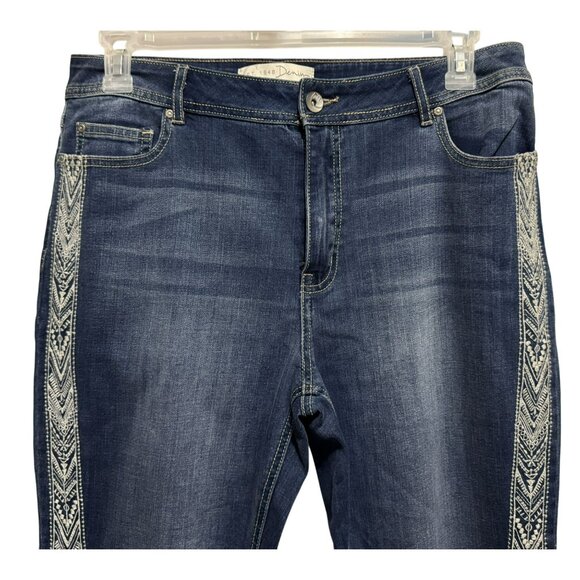 Womens Denim High-Rise Straight Leg Ankle Jeans 16 Embroidered Boho Est.1946 - Picture 2 of 6